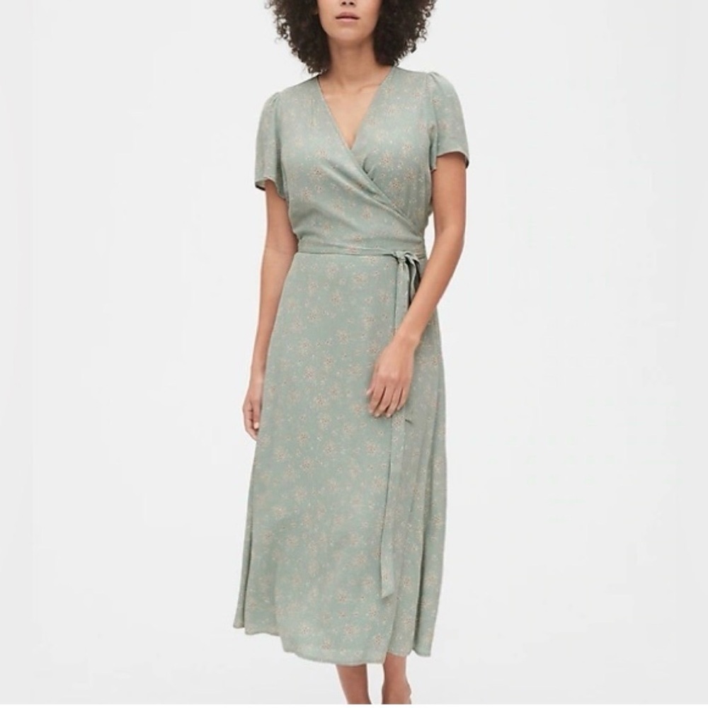 GAP Sage Green Floral Midi Dress